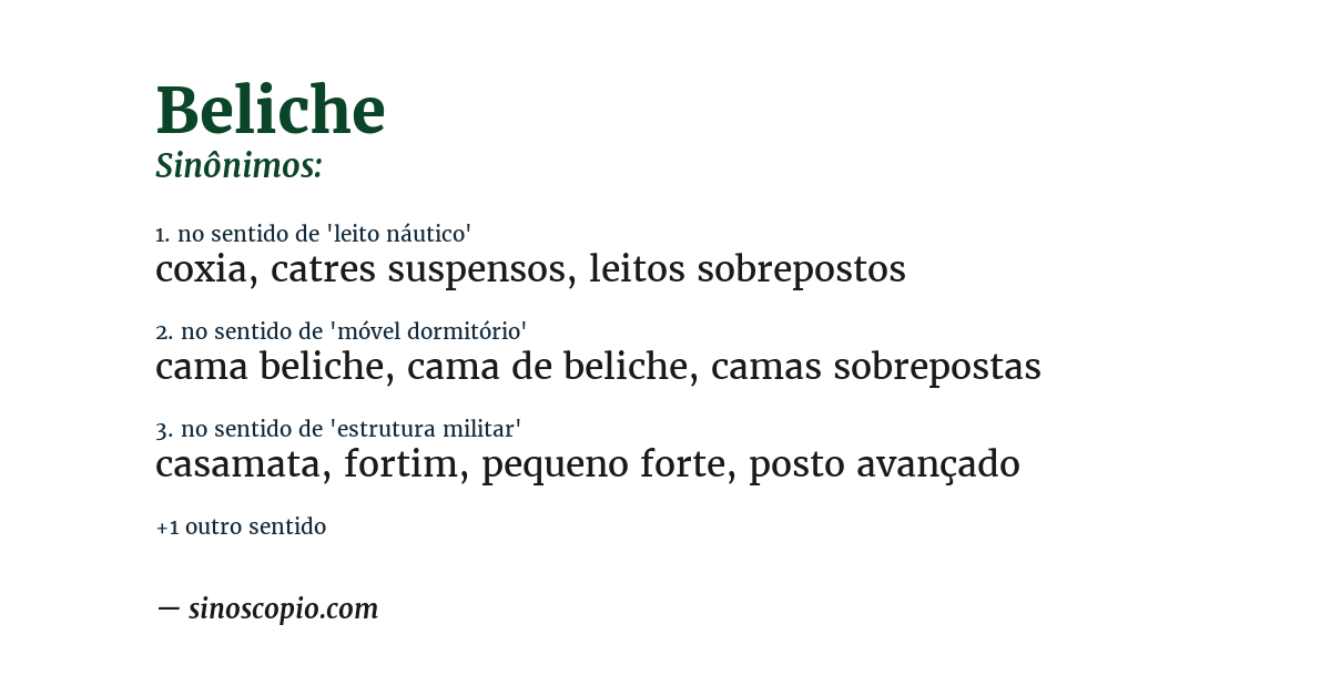 Sinônimo de beliche