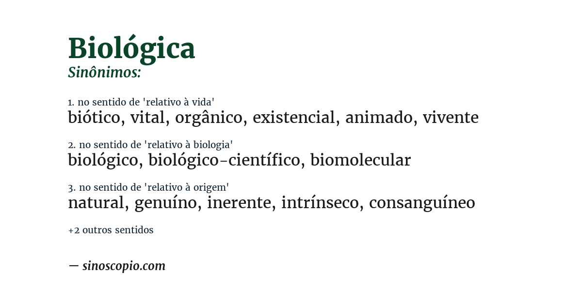 Sinônimo de biológica