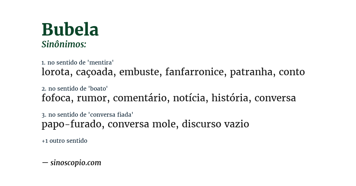 Sinônimo de bubela
