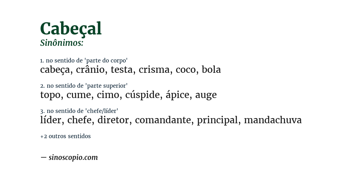 Sinônimo de cabeçal