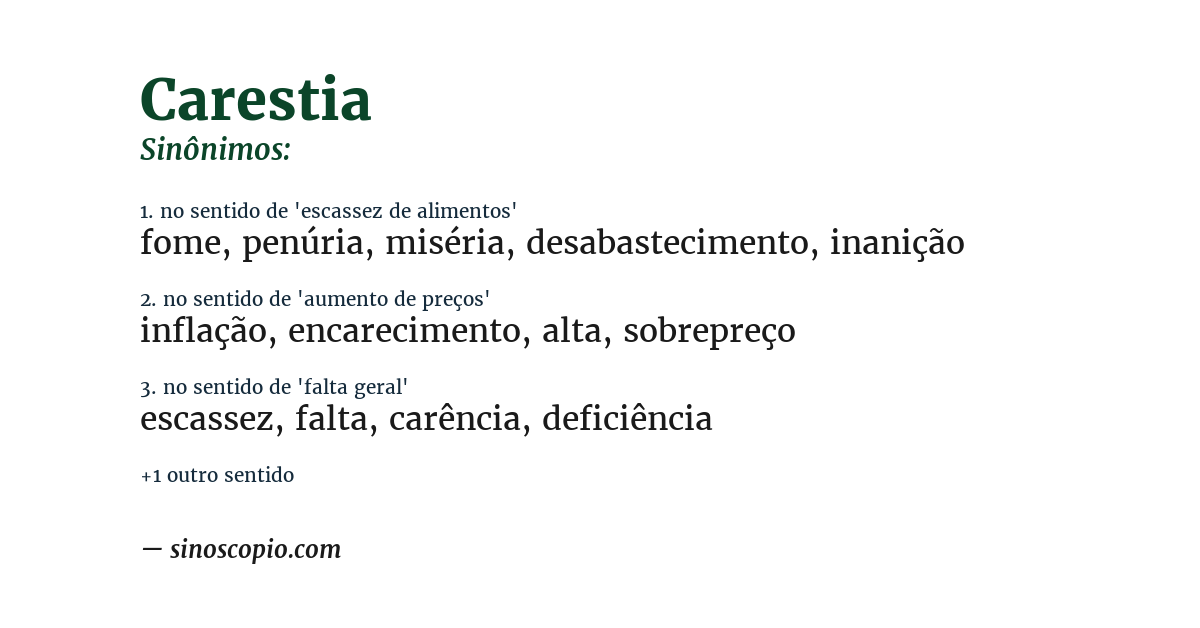Sinônimo de carestia