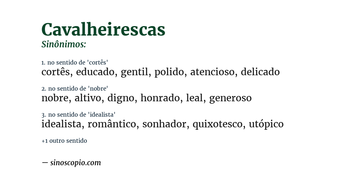 Sinônimo de cavalheirescas