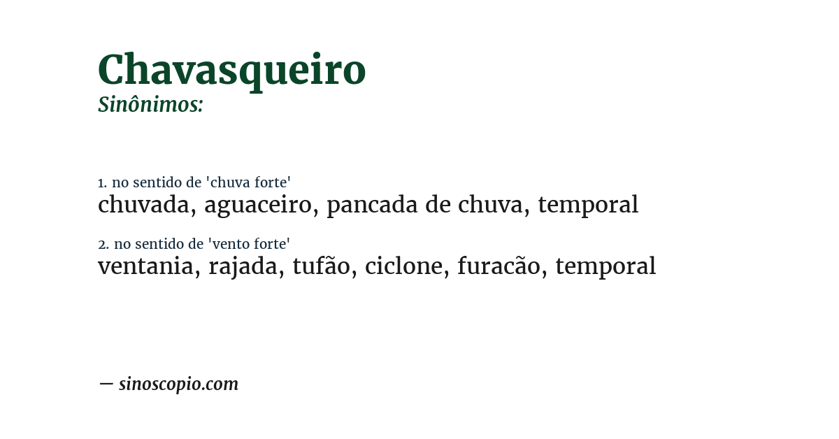 Sinônimo de chavasqueiro