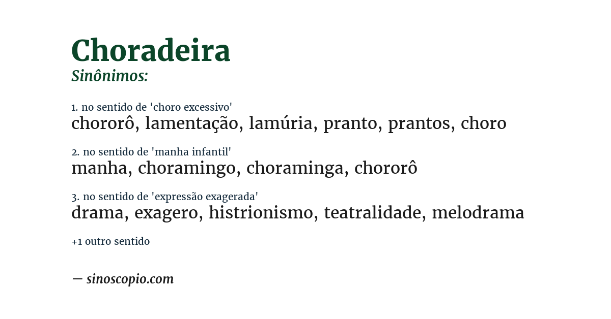 Sinônimo de choradeira