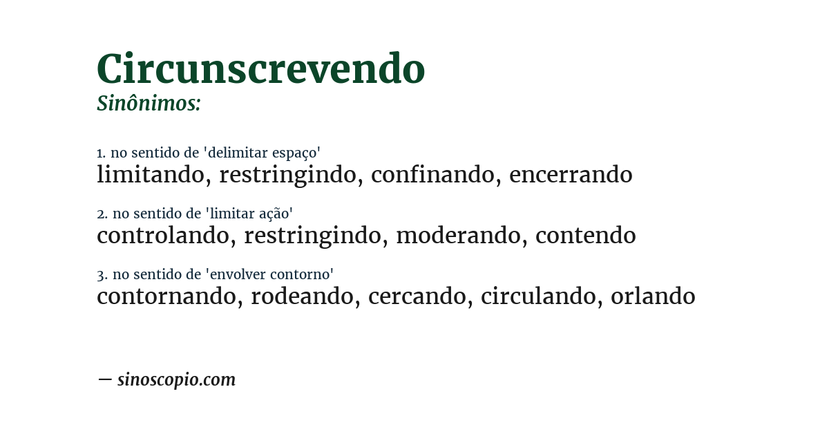 Sinônimo de circunscrevendo