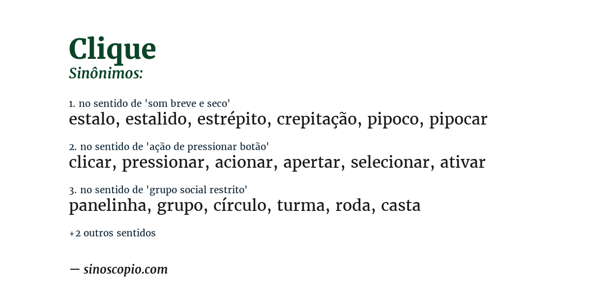 Sinônimo de clique