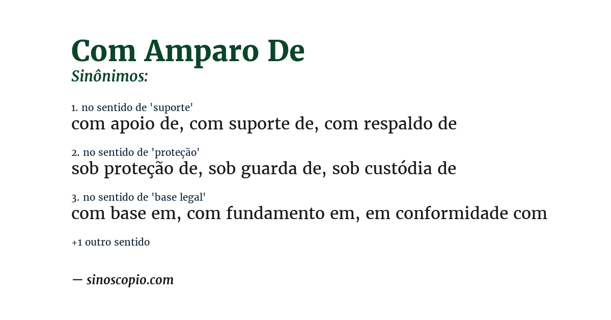 Sinônimo de com amparo de