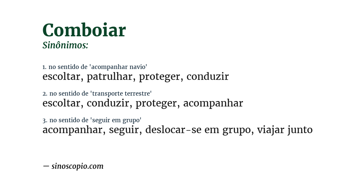 Sinônimo de comboiar