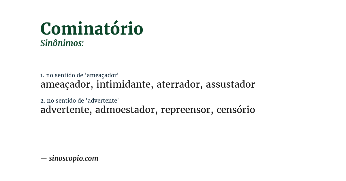 Sinônimo de cominatório