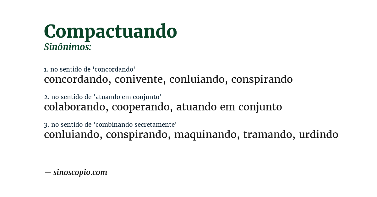 Sinônimo de compactuando