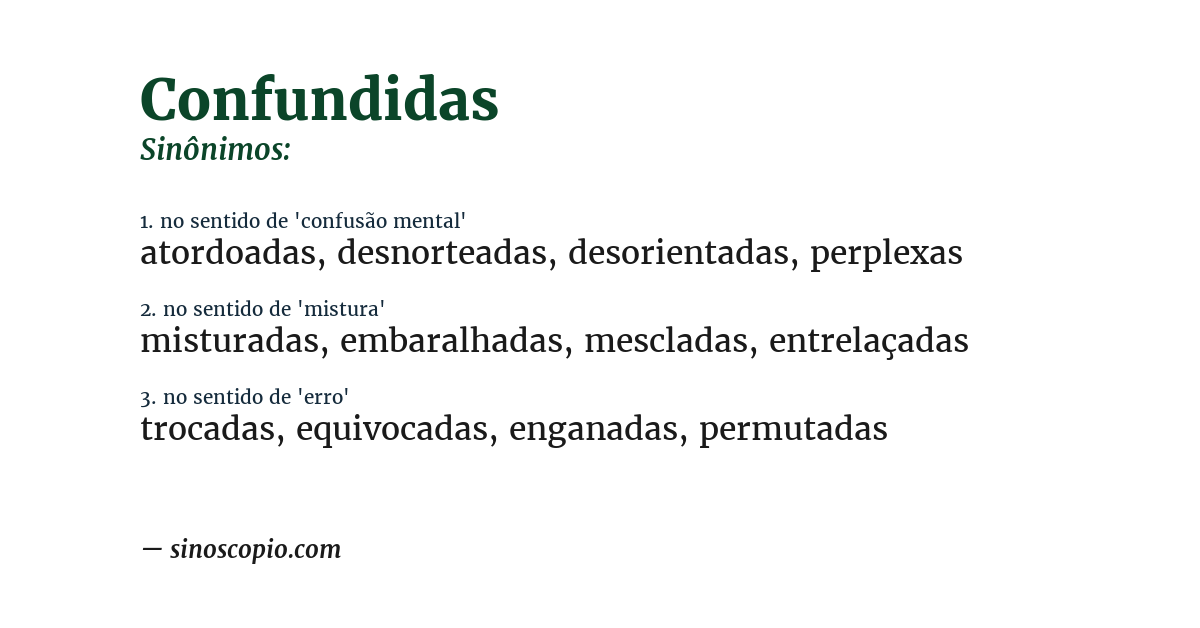 Sinônimo de confundidas