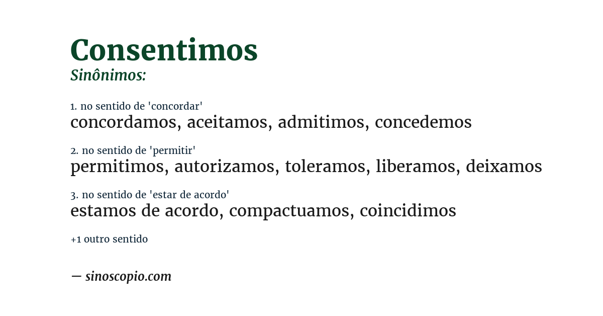 Sinônimo de consentimos