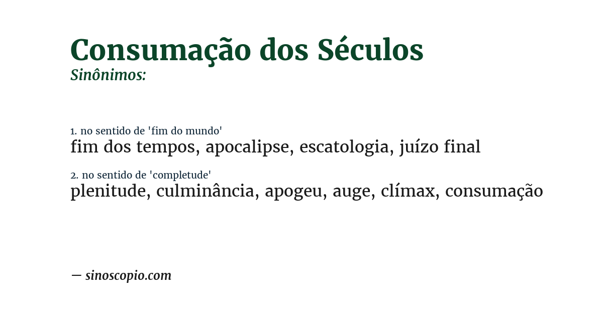 Sinônimo de consumação dos séculos