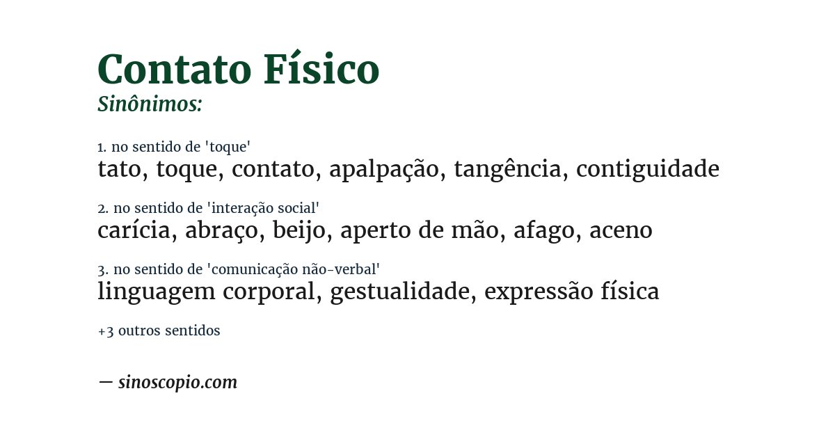 Sinônimo de contato físico