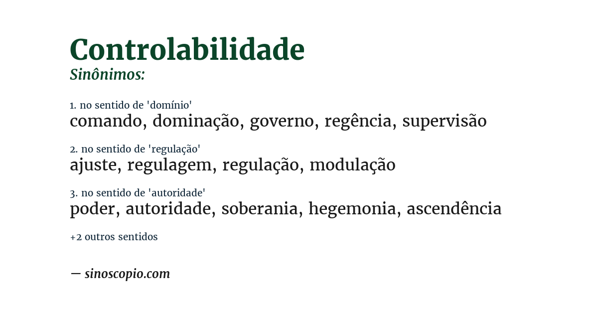 Sinônimo de controlabilidade