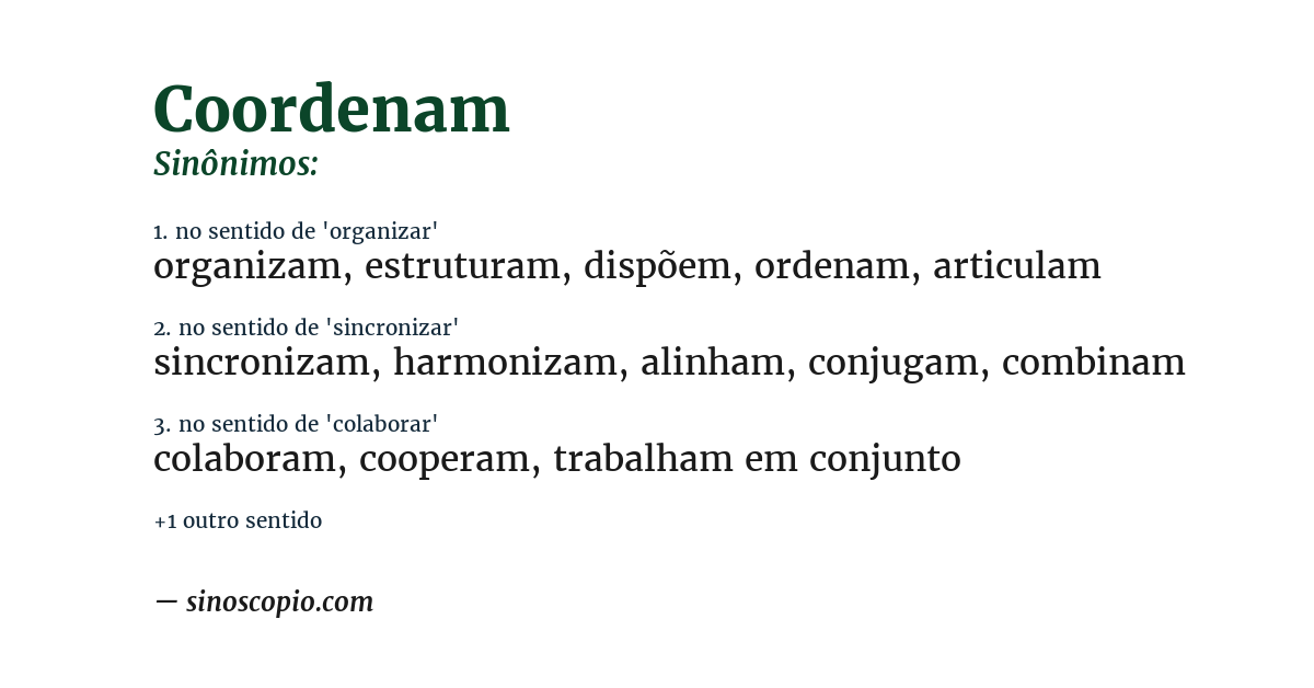 Sinônimo de coordenam