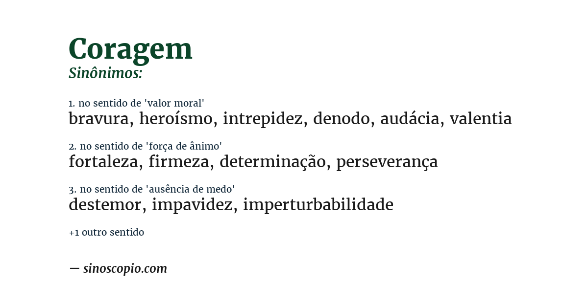 Sinônimo de coragem