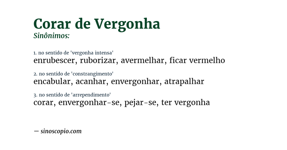 Sinônimo de corar de vergonha