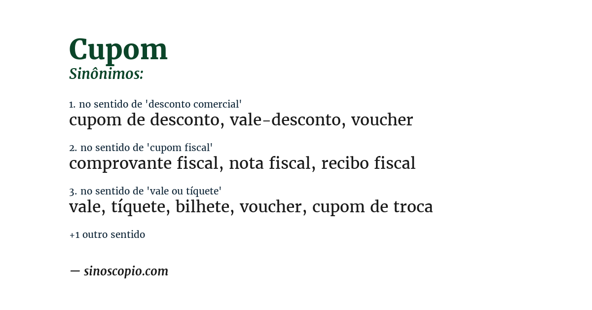 Sinônimo de cupom