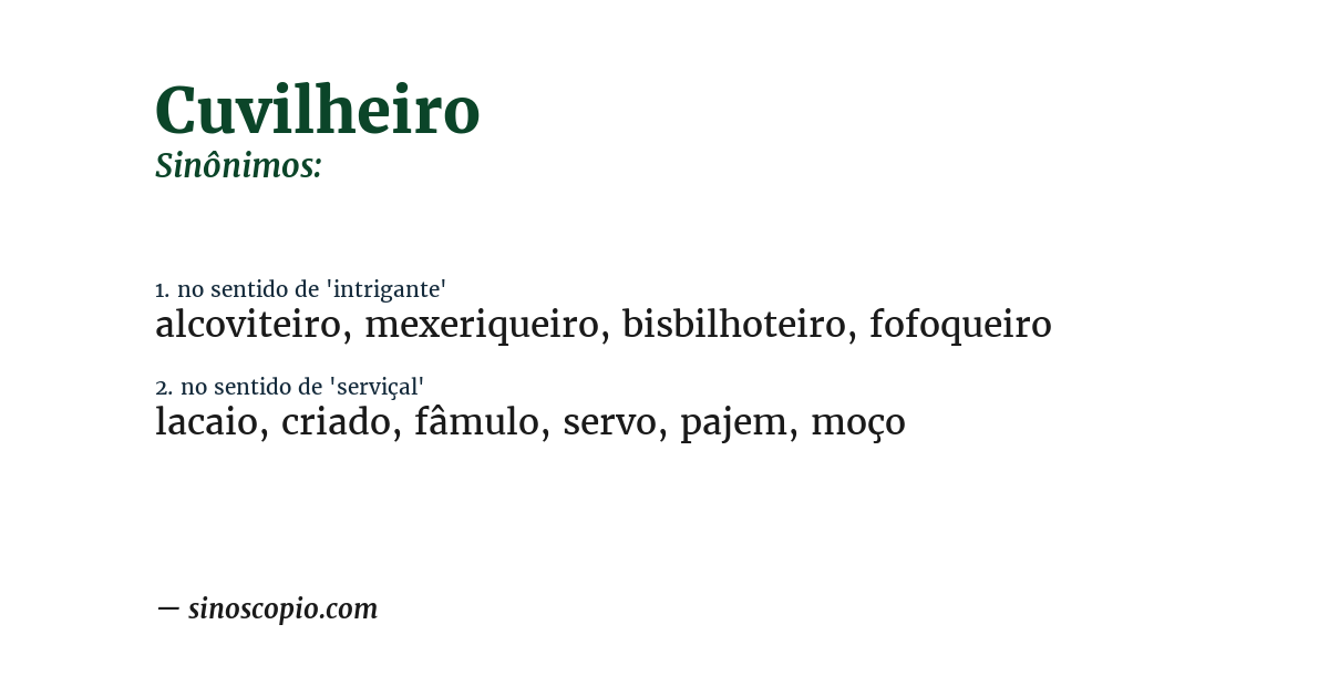 Sinônimo de cuvilheiro