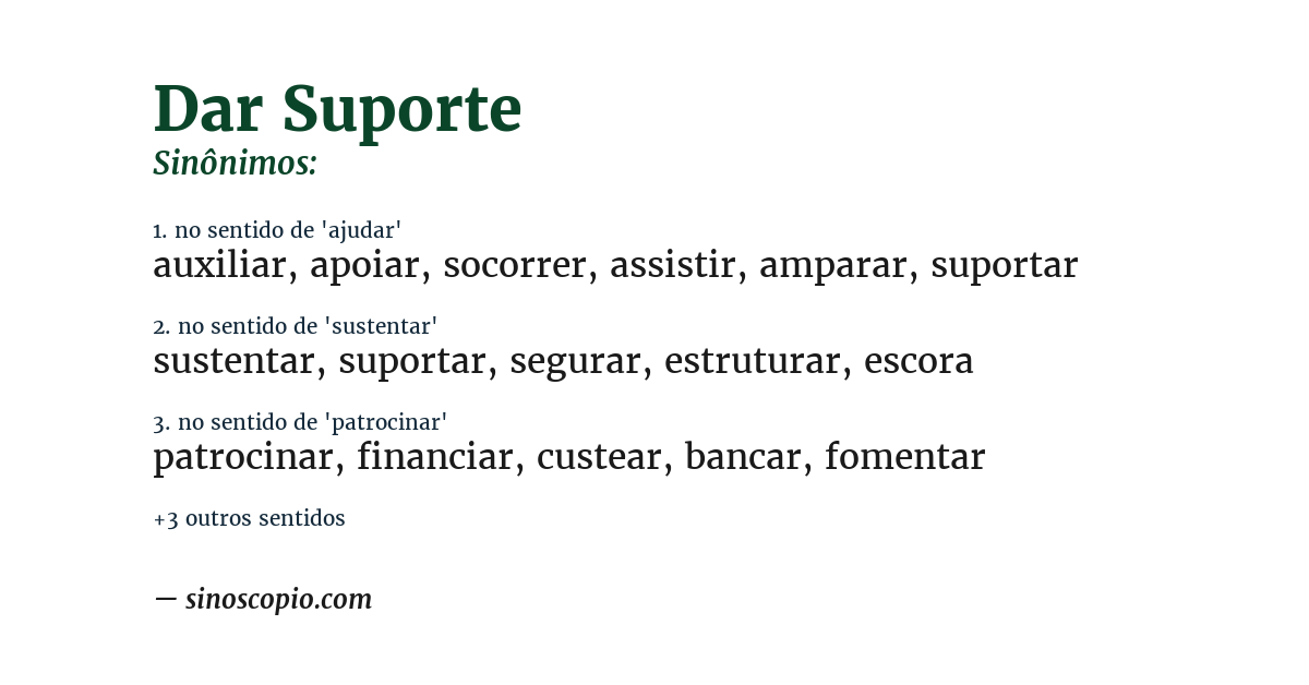 Sinônimo de dar suporte