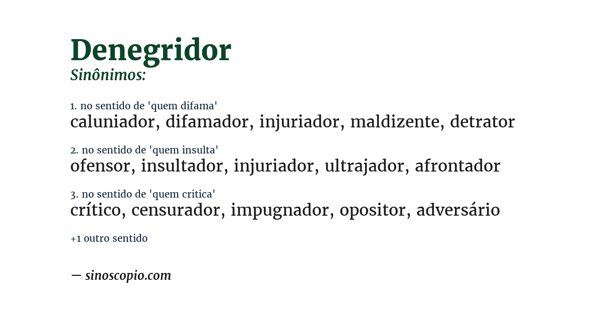 Sinônimo de denegridor