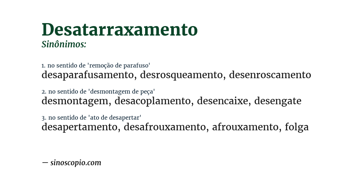 Sinônimo de desatarraxamento