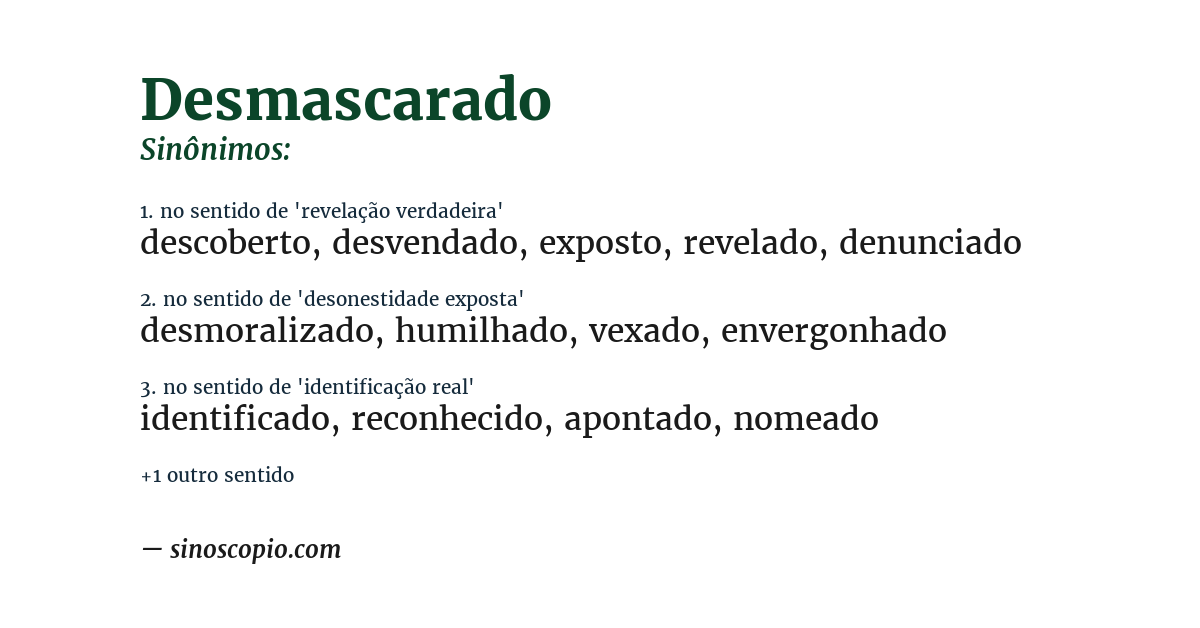 Sinônimo de desmascarado