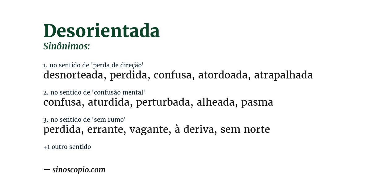 Sinônimo de desorientada