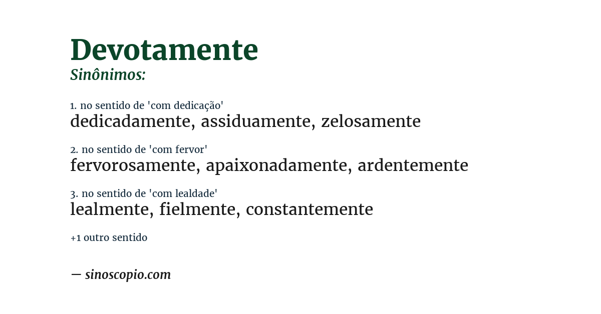 Sinônimo de devotamente