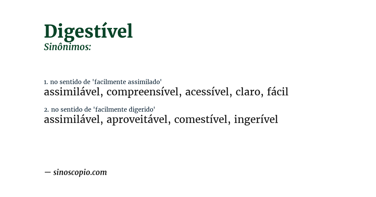 Sinônimo de digestível
