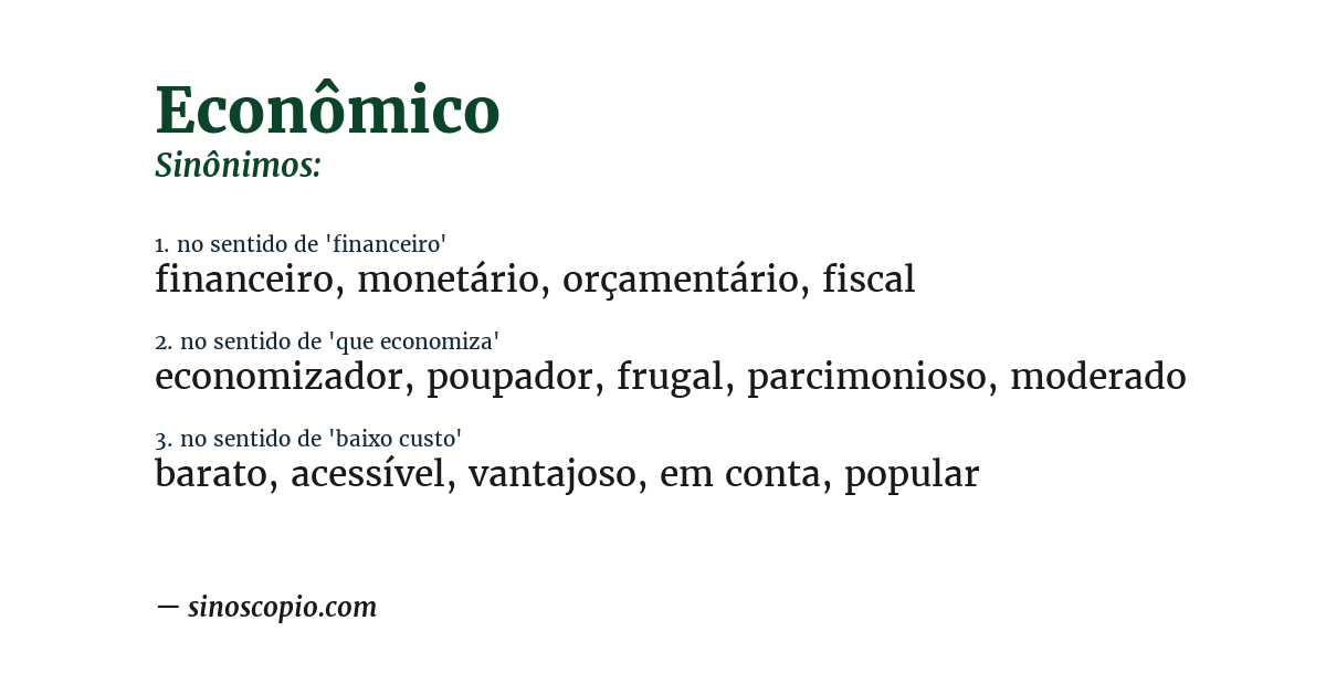 Sinônimo de econômico