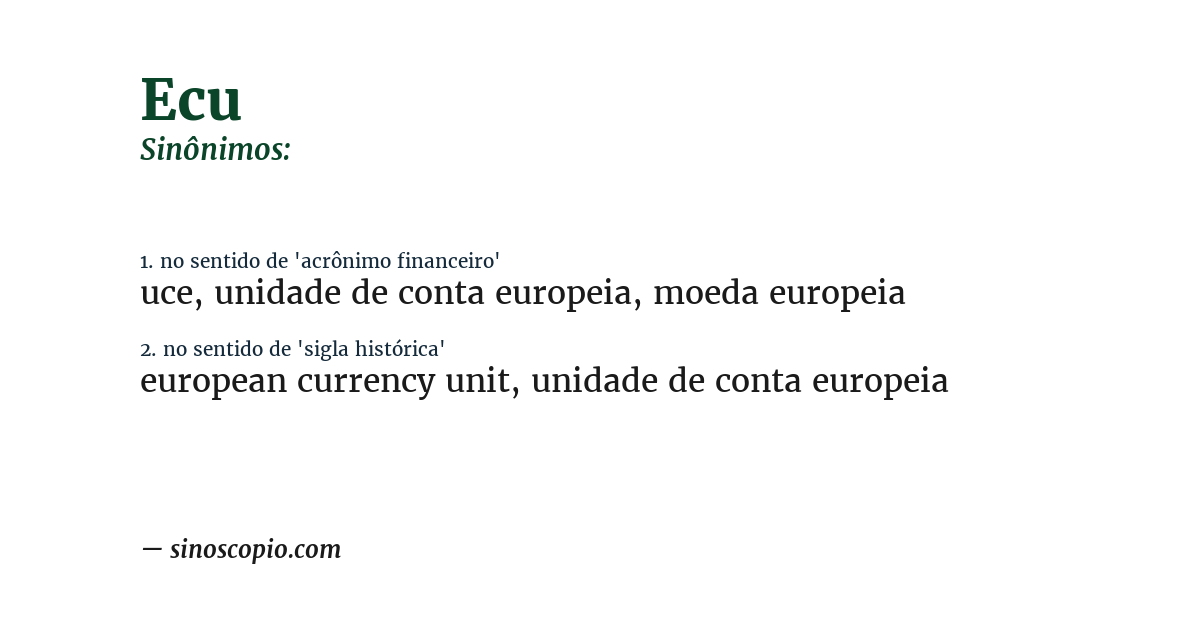 Sinônimo de ecu