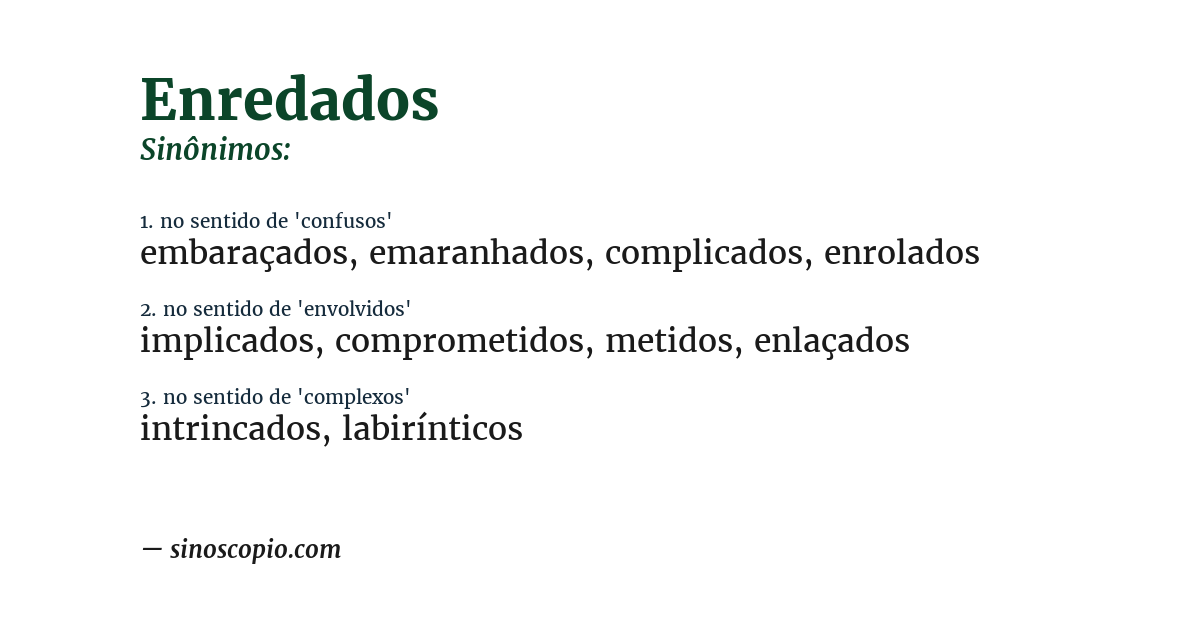 Sinônimo de enredados
