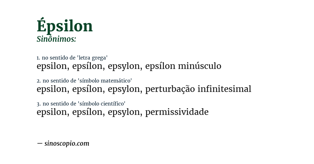 Sinônimo de épsilon