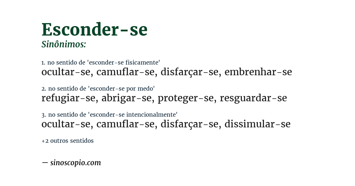 Sinônimo de esconder-se