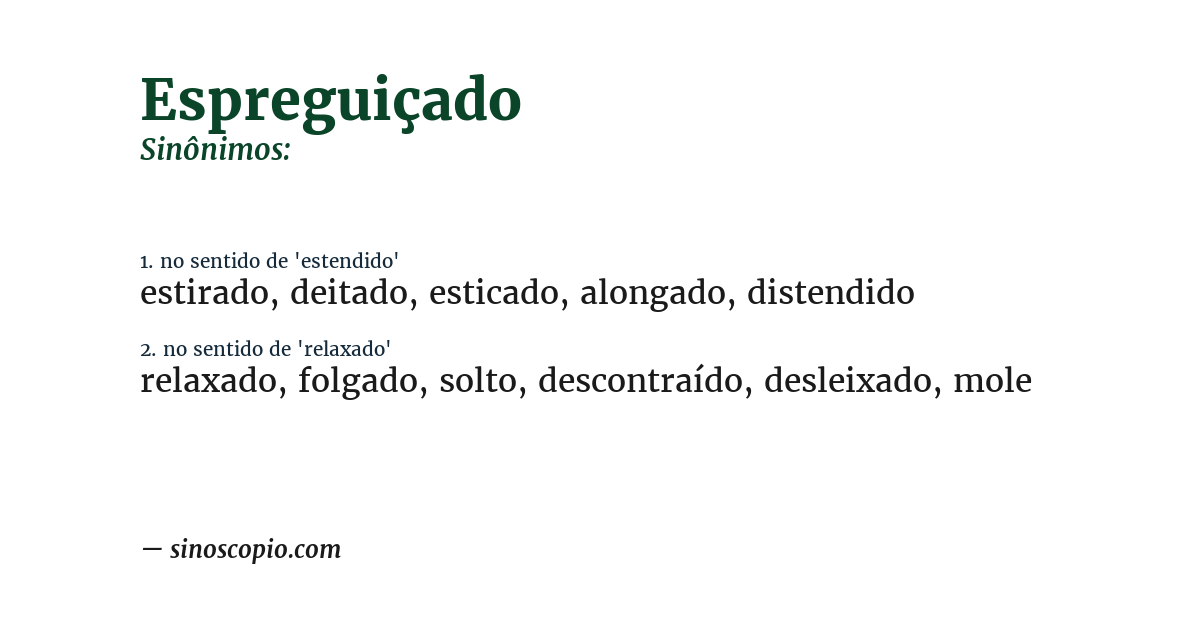 Sinônimo de espreguiçado
