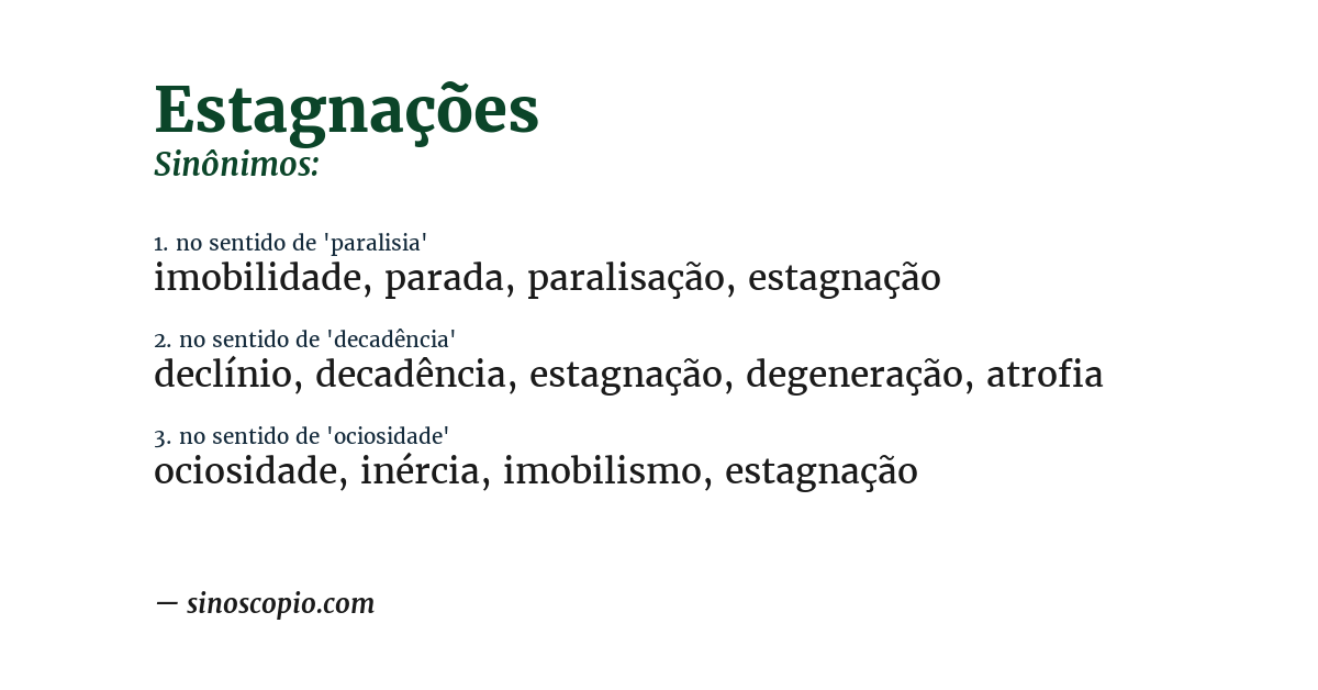 Sinônimo de estagnações