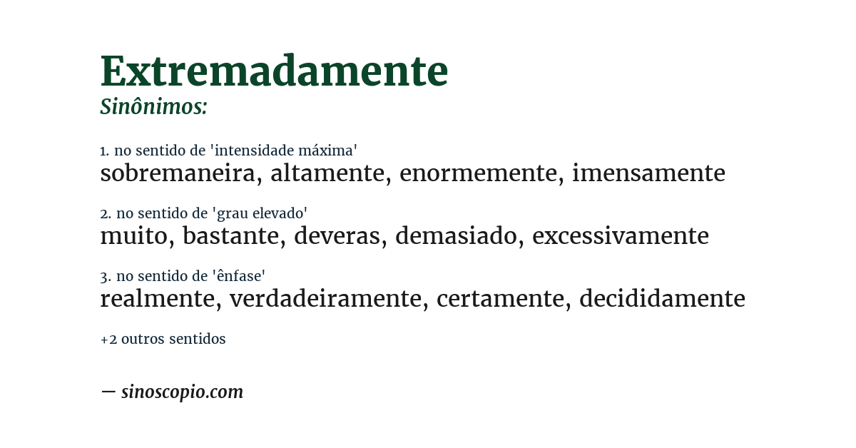 Sinônimo de extremadamente