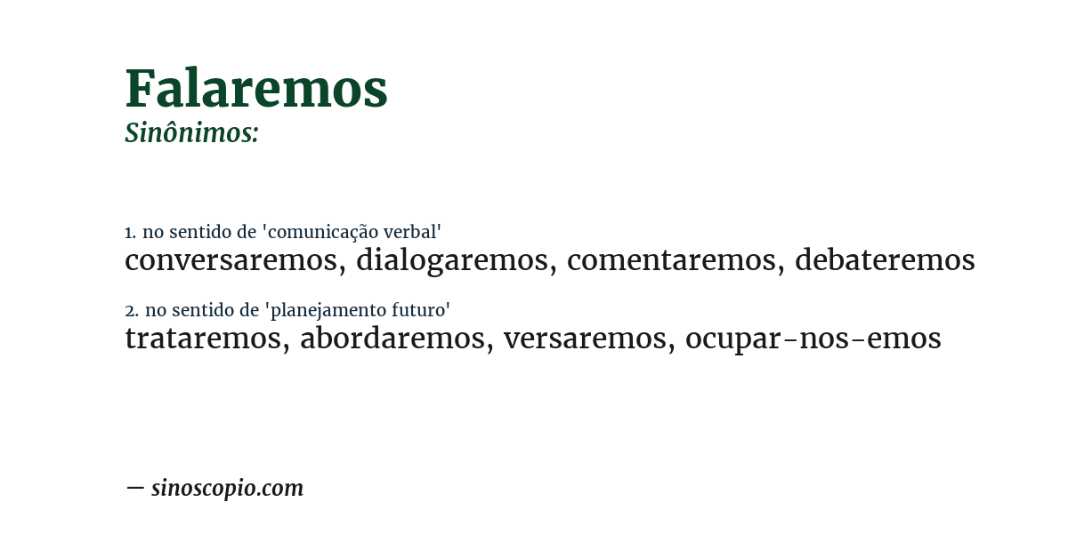 Sinônimo de falaremos