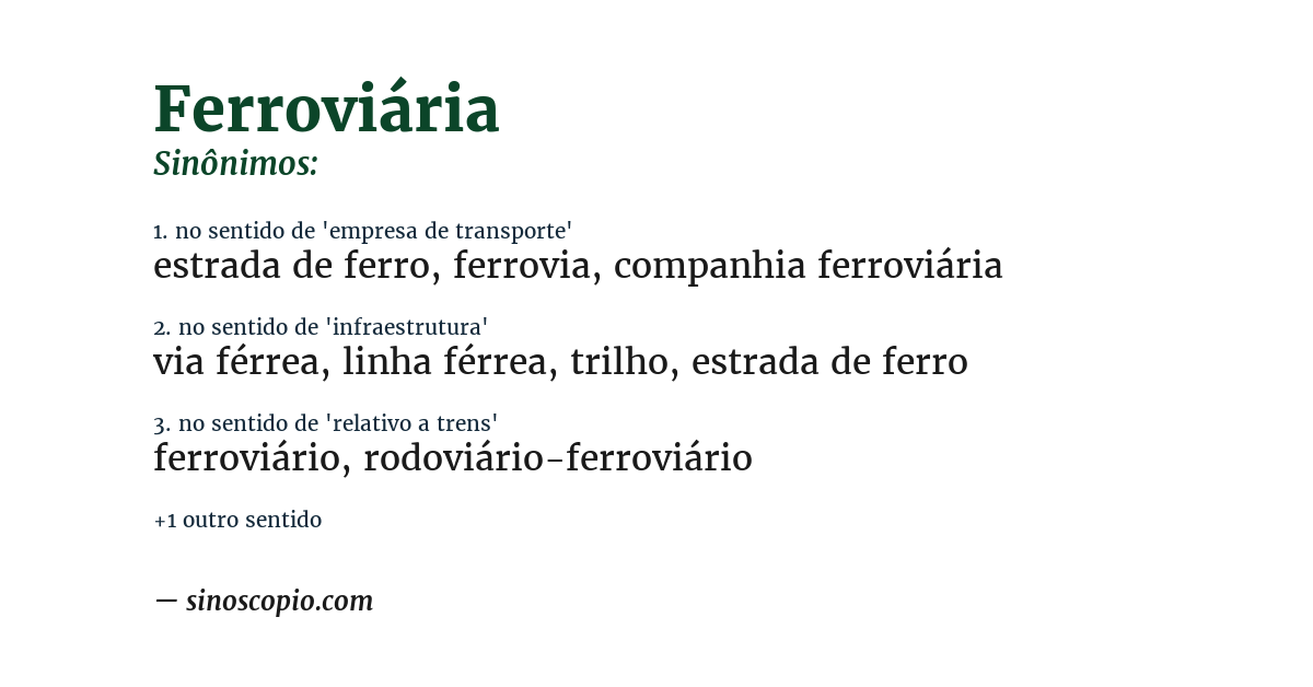 Sinônimo de ferroviária