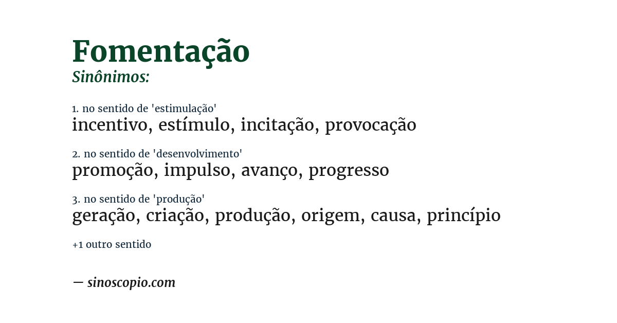 Sinônimo de fomentação