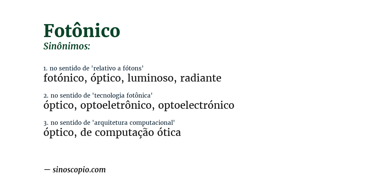 Sinônimo de fotônico