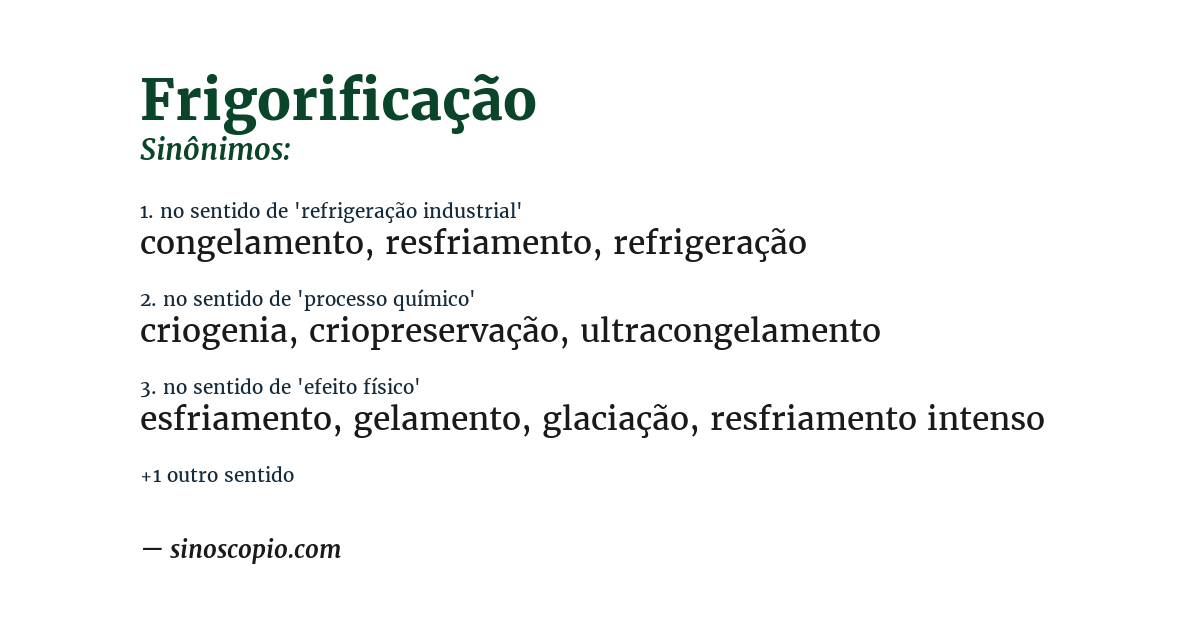 Sinônimo de frigorificação