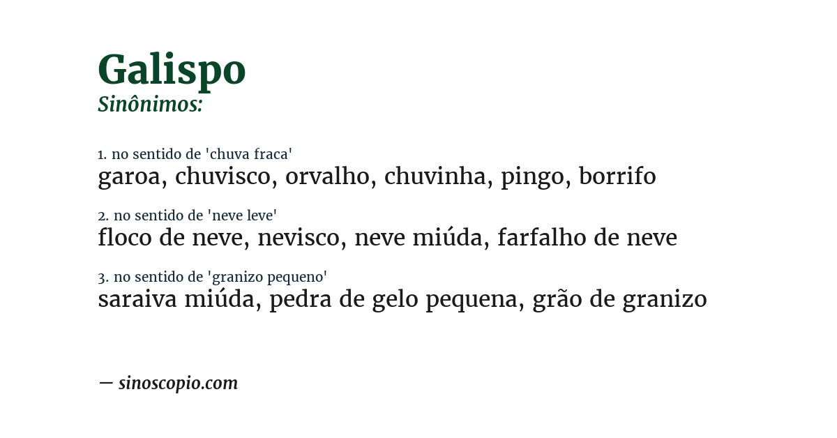 Sinônimo de galispo