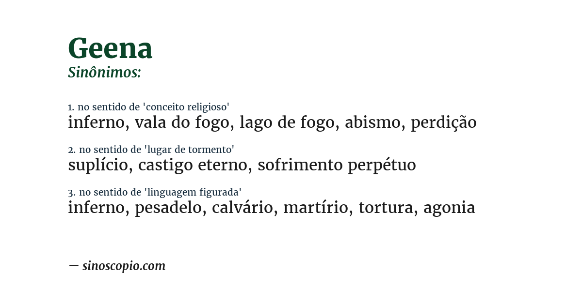 Sinônimo de geena