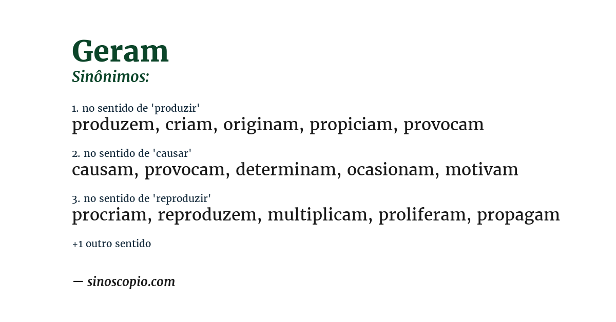 Sinônimo de geram