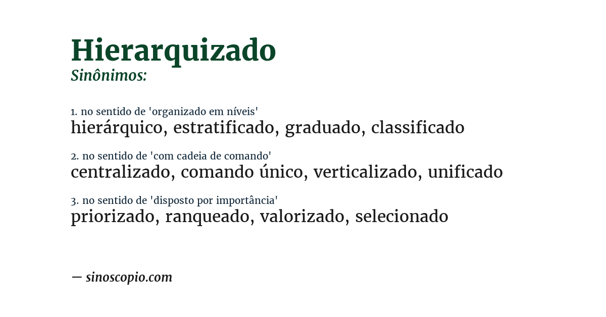 Sinônimo de hierarquizado