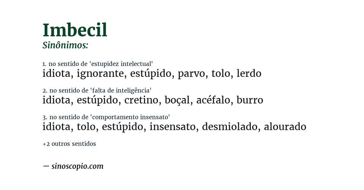Sinônimo de imbecil
