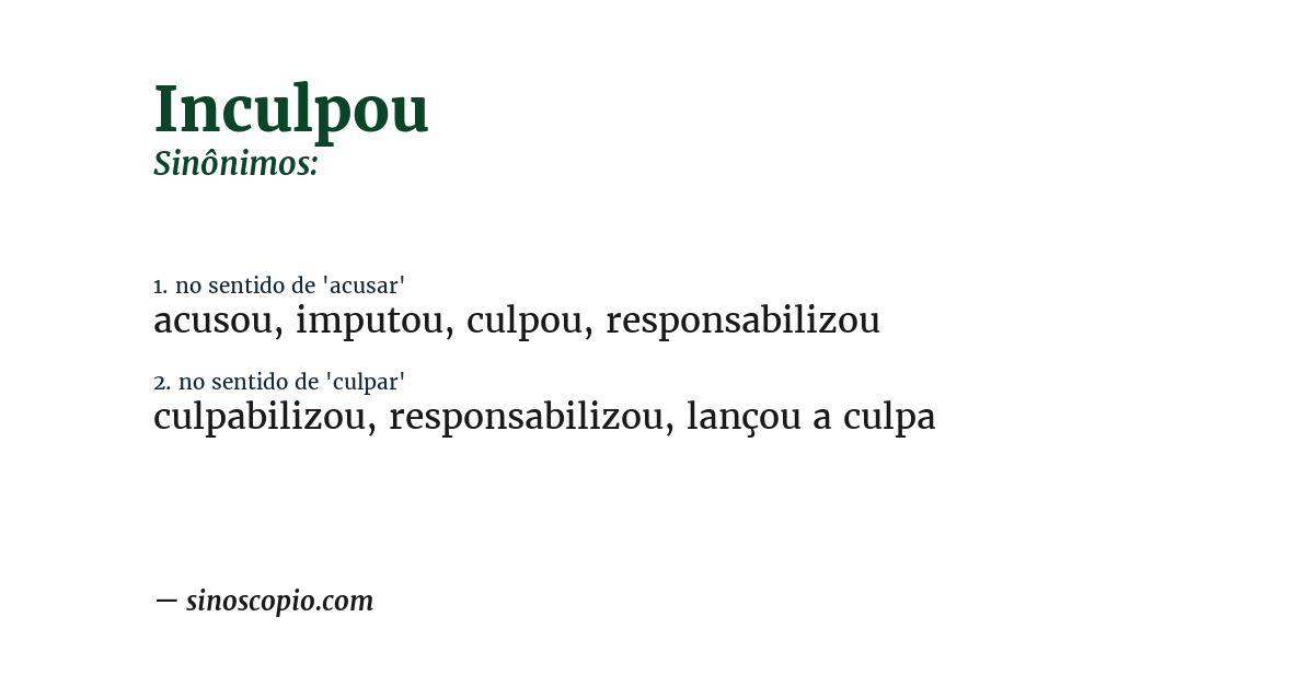 Sinônimo de inculpou